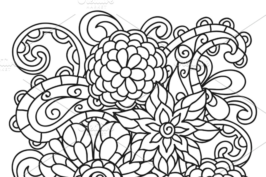 Backgrounds with line flowers. in Textures - product preview 8