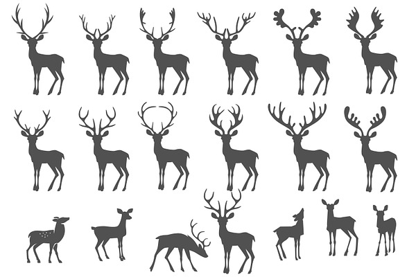 Deer and Antler Silhouettes
