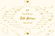 40 Gold arrow clipart set