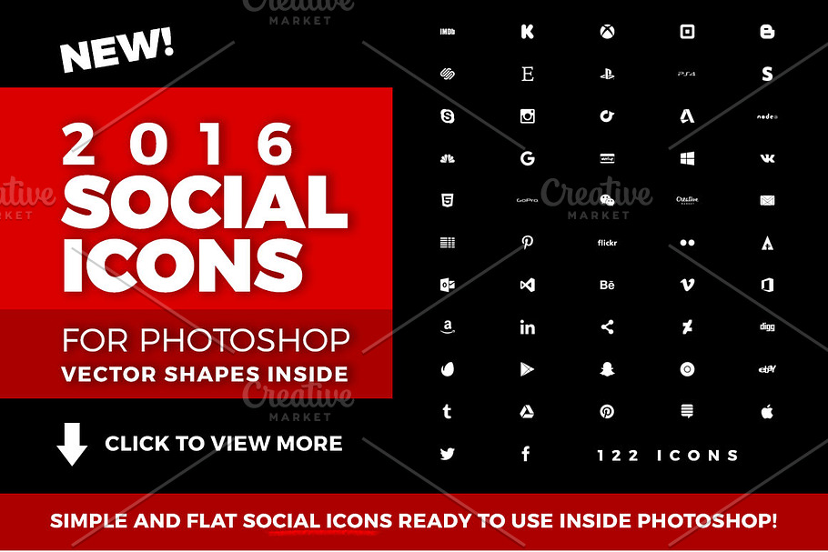 Social Media Icons 2016 Photoshop in Graphics - product preview 8