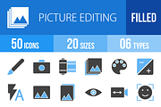 50 Picture Editing Blue Black Icons