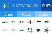 50 Electric Circuit Blue Black Icons