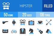 50 Hipster Blue & Black Icons