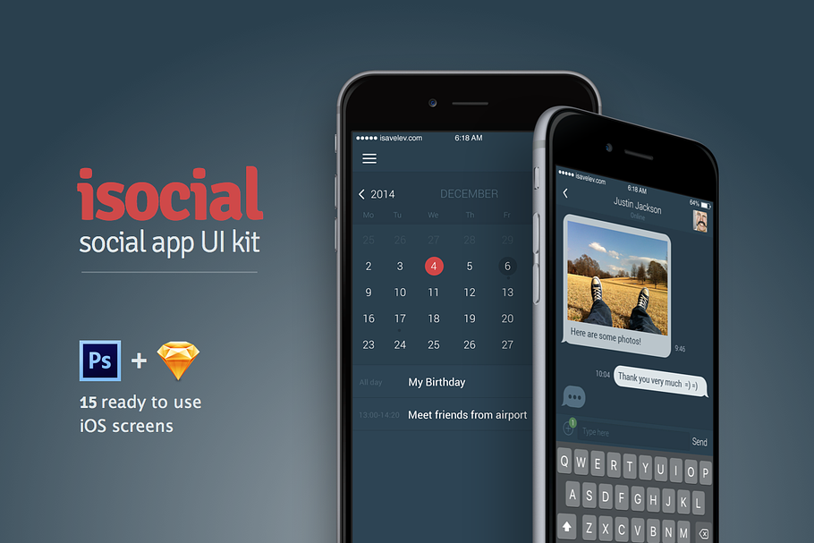 isocial iOS ui kit in UI Kits and Libraries - product preview 8