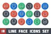 Line Face Icon Set