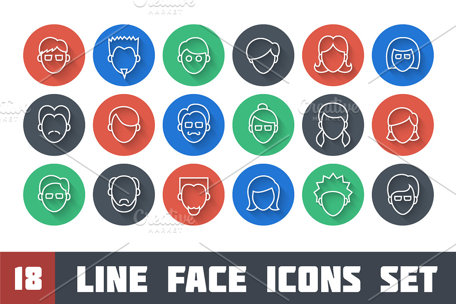 Line Face Icon Set in Face Icons - product preview 8