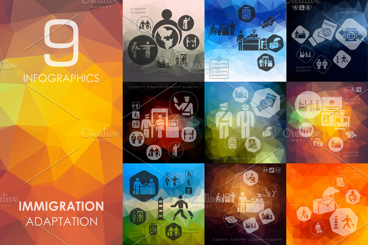 9 Immigration infographics in Presentation Templates - product preview 8