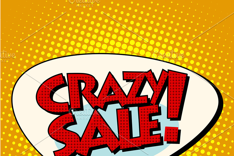 crazy sale comic bubble lettering
