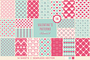 14 Seamless Patterns with Hearts
