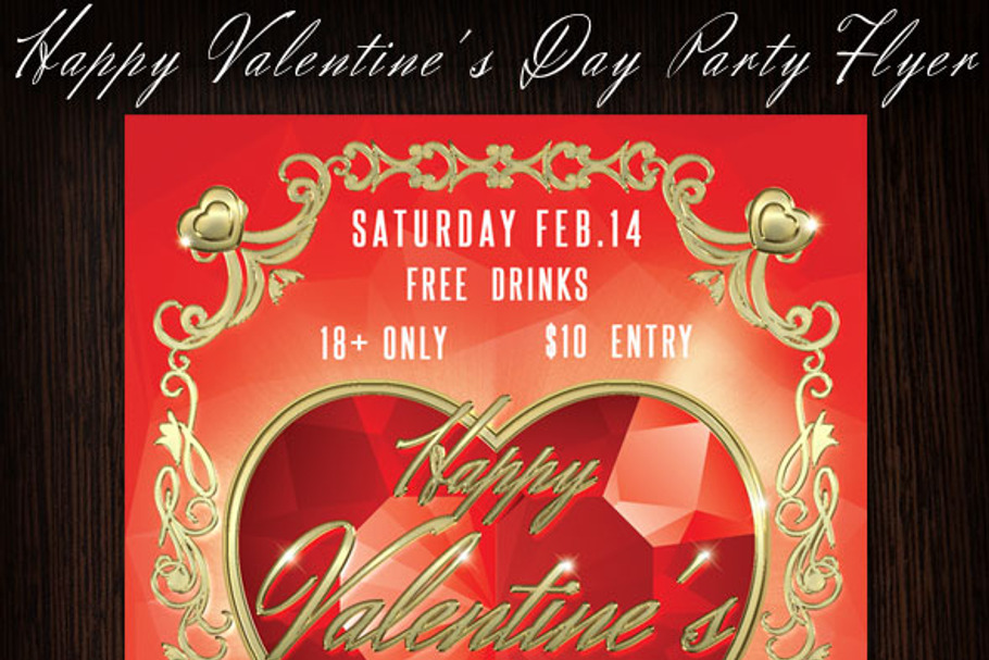 Ruby Heart Valentine Day Party Flyer