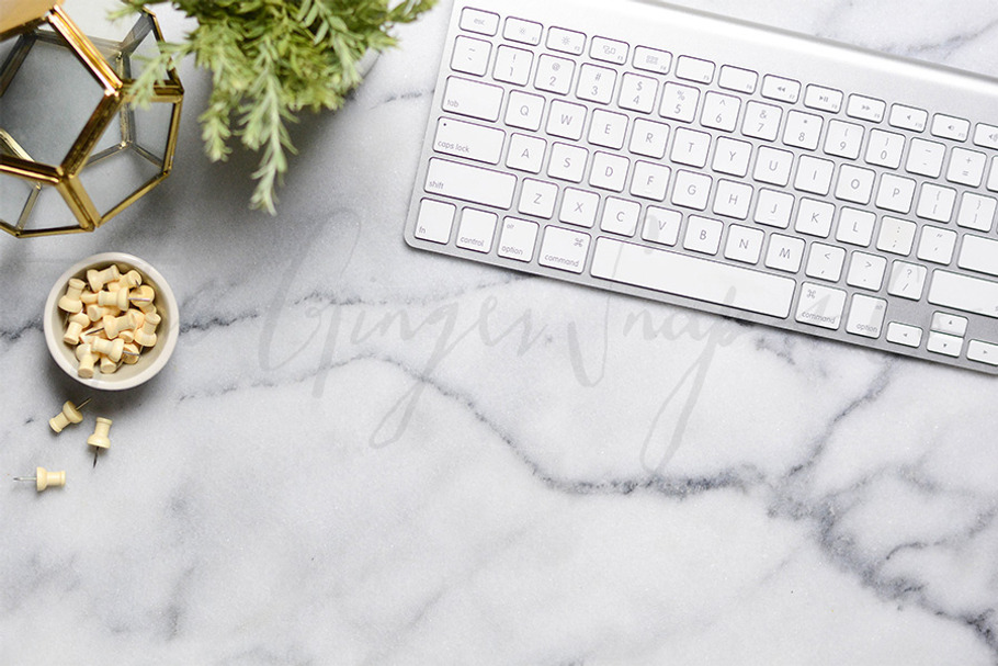 Styled Marble Desktop with Keyboard in Product Mockups - product preview 8