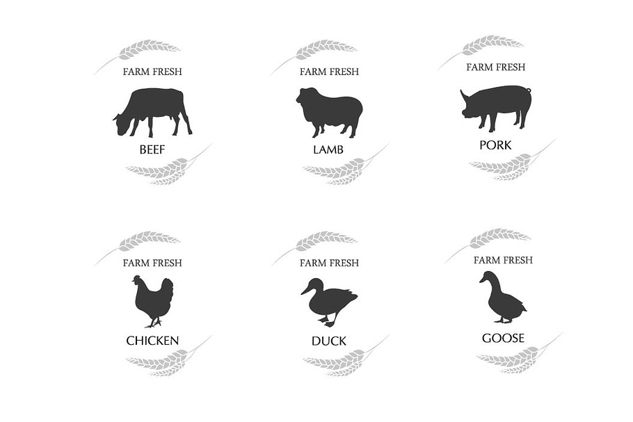 Meat logos, badges