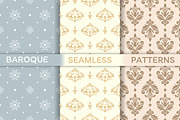 Set of Baroque seamless patterns