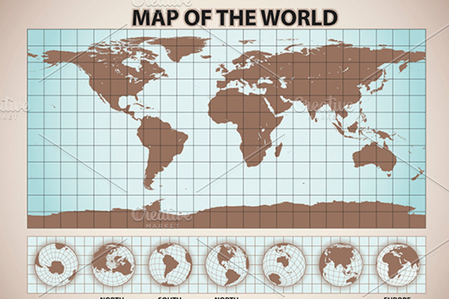 map of the world retro style