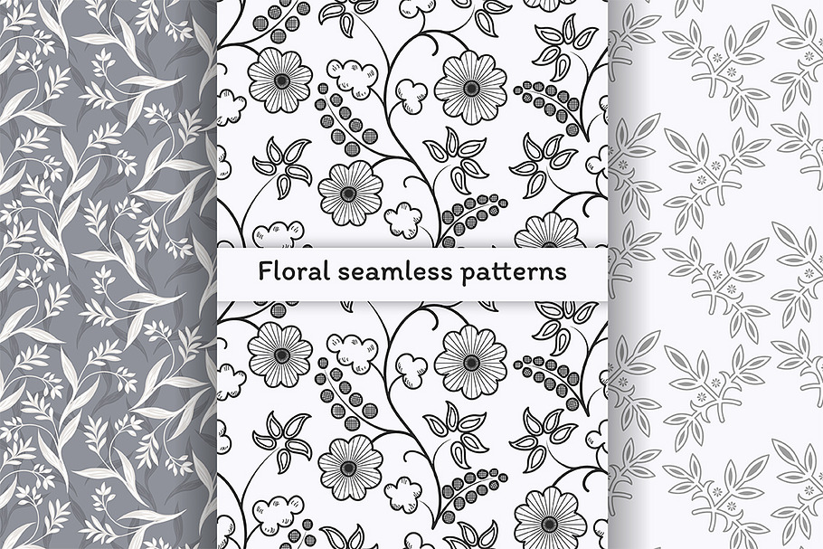 Set of floral seamless patterns in Patterns - product preview 8