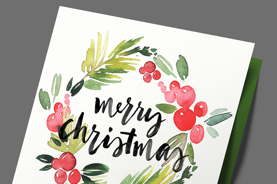 Christmas watercolor cards in Card Templates - product preview 8