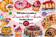 Watercolor Desserts & Sweets Set