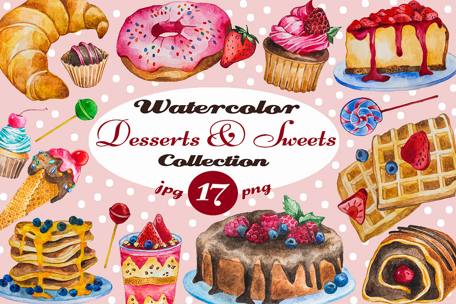 Watercolor Desserts & Sweets Set in Illustrations - product preview 8