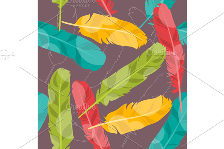 Seamless pattern with feathers in Illustrations - product preview 8