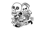 Doodle sketch of skull