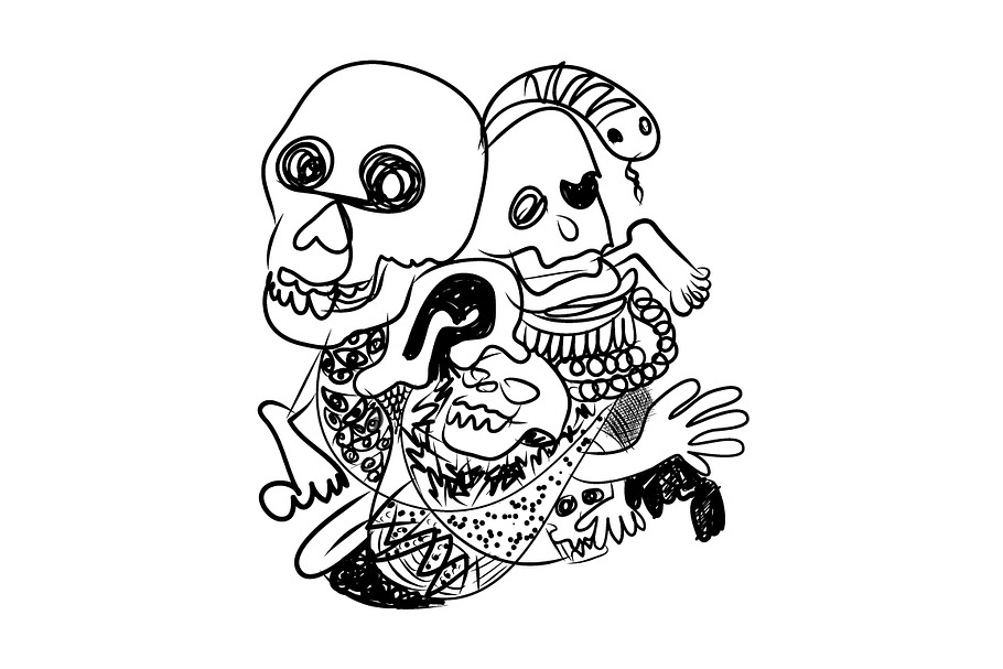 Doodle sketch of skull in Illustrations - product preview 8