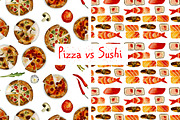 2 food patterns: pizza and sushi