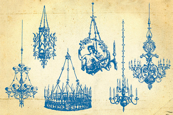 Hand Drawn Vintage Chandeliers in Illustrations - product preview 1