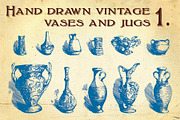 Hand Drawn Vintage Vases and Jugs 1.