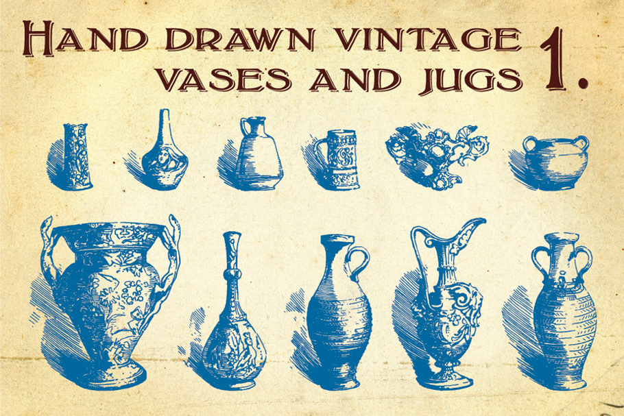 Hand Drawn Vintage Vases and Jugs 1. in Illustrations - product preview 8