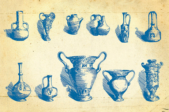 Hand Drawn Vintage Vases and Jugs 1. in Illustrations - product preview 1