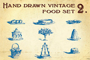 Hand Drawn Vintage Food Set 2