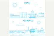 Rome and Florence vector