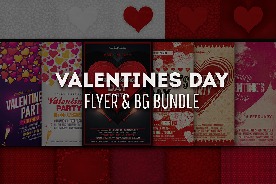Valentines Day Flyer & BG/ Bundle