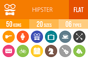 50 Hipster Flat Round Icons
