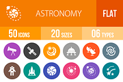 50 Astronomy Flat Round Icons