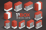 11 Box Isometric Package Mockups