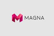 Polygon letter M logo. Colorful font