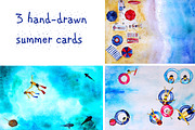 3 cards: summer holidays