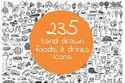235 Hand Drawn Restaurant Icons