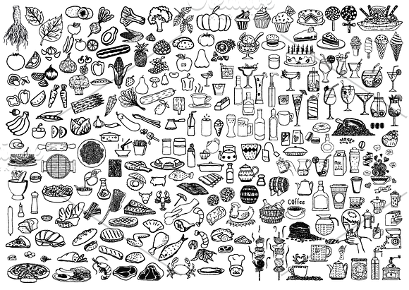 235 Hand Drawn Restaurant Icons in Hand Drawn Icons - product preview 1