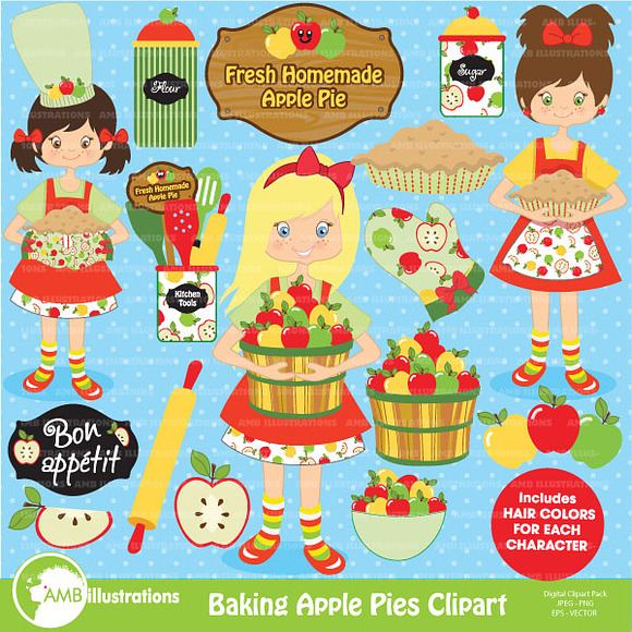 Clipart Apples & Baking AMB-137 in Illustrations - product preview 1