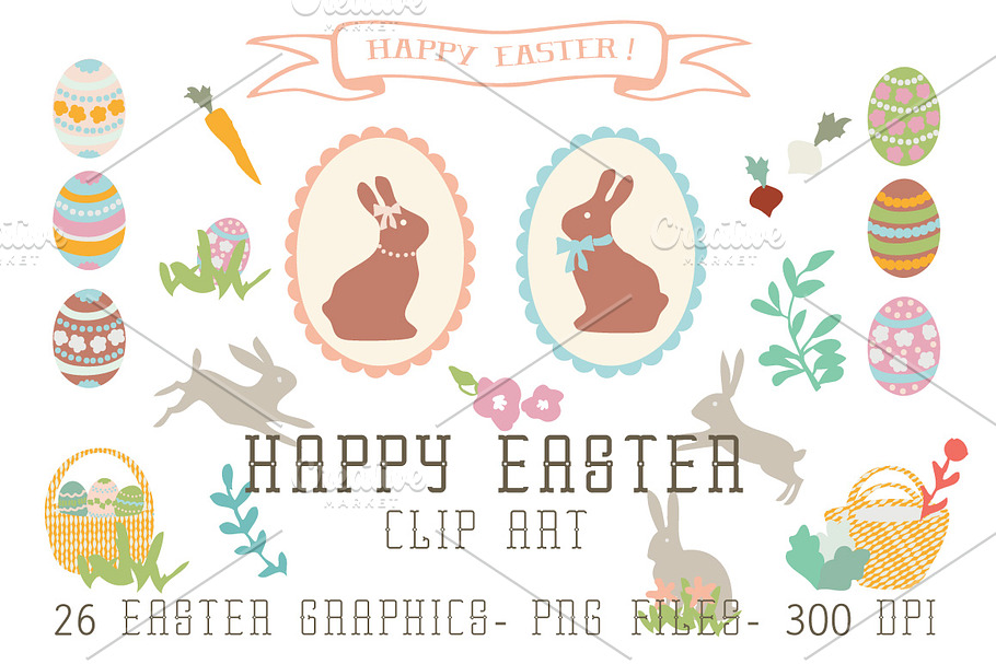 Happy Easter Clip Art in Illustrations - product preview 8