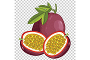 Passion Fruit Isolated, Vector.