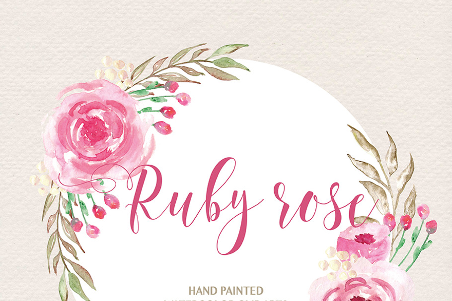 Watercolor Ruby rose cliparts