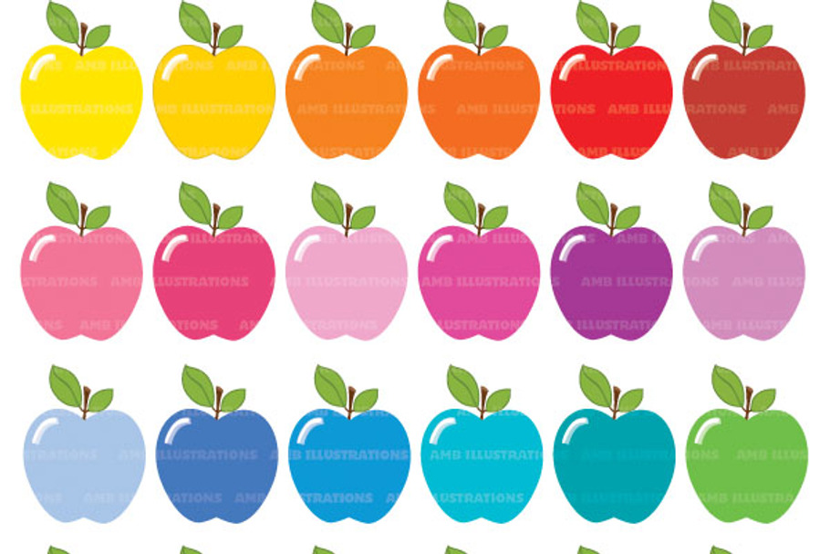 Apple Clipart, Bright Colors AMB-139 in Illustrations - product preview 8