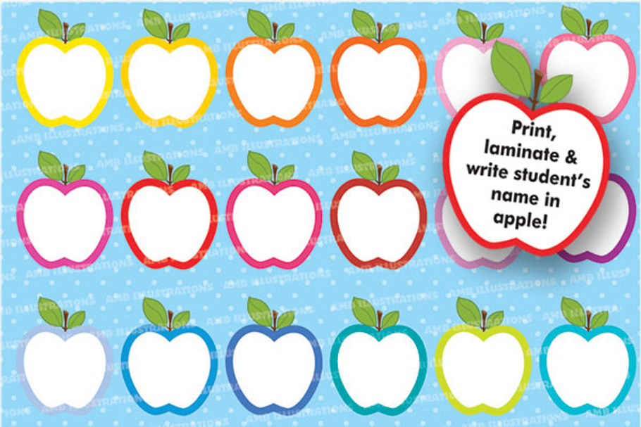 Apple Clipart, Outline, AMB-140 in Illustrations - product preview 8