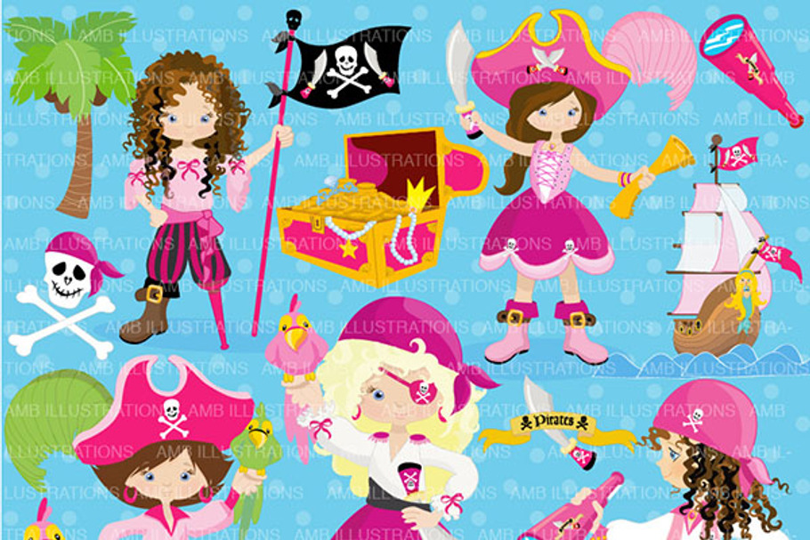 Girl Pirate Clipart AMB-1107