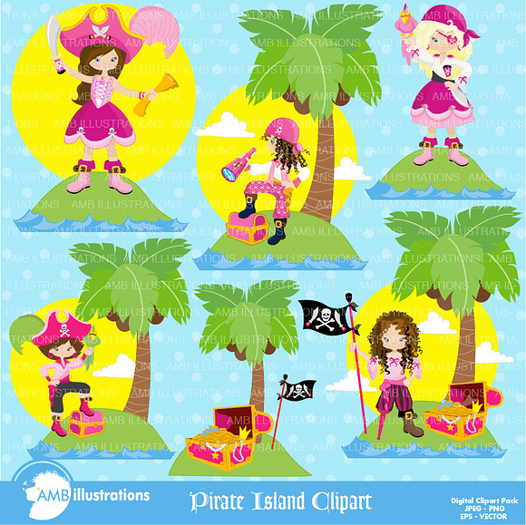 Girl Pirate Clipart AMB-1107 in Illustrations - product preview 1