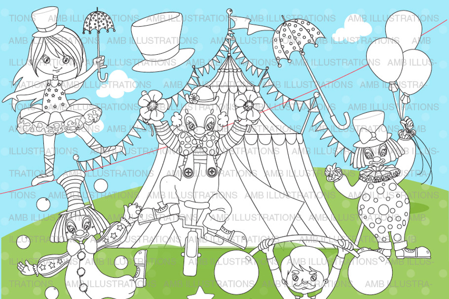 Circus Clipart Stamps AMB-1164