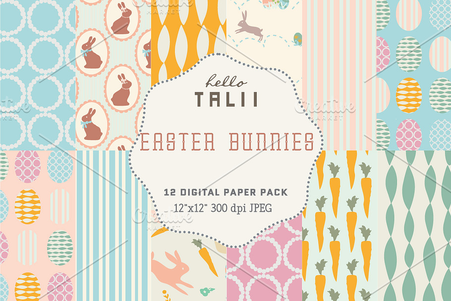 Easter Bunnies Paper Pack in Patterns - product preview 8